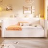 Schlafsofa mit Bettfunktion, Stauraum und LED-Beleuchtung 90x200 cm, Polsterbett, Jugendbett, Einzelbett, Samt Bild 3