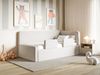 Selsey 'Fanko' Kinderbett 90x200 cm mit Rausfallschutz, Matratze, Kopfteil rechts, Samt,Hellbeige Bild 3