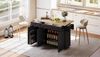 Sideboard 137 x 89,5 x 45 cm mit klappbarer Arbeitsplatte, 2 Schubladen, Rollen, Natur/Schwarz Bild 3