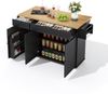 Sideboard 137 x 89,5 x 45 cm mit klappbarer Arbeitsplatte, 2 Schubladen, Rollen, Natur/Schwarz Bild 5