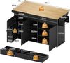 Sideboard 137 x 89,5 x 45 cm mit klappbarer Arbeitsplatte, 2 Schubladen, Rollen, Natur/Schwarz Bild 4