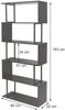 Bücherregal HWC-A27, Standregal Wohnregal, 183x80cm 3D-Struktur 5 Ebenen ~ dunkelbraun, Metall schwarz Bild 4