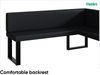 MEBLINI Eckbank für Esszimmer mit ausziehbarem Tisch - Küchenbank - Essecke - Sitzecke Küche - ERIC - U-Beine 128x168x87cm Rechts - Schwarz Kunstleder/M Weiß Hochgl. Bild 5