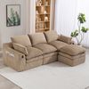 3-Sitzer Sofa mit Hocker, Cord mit Seitentaschen, 263 x 167 x 85 cm, Khaki Bild 4