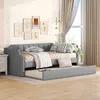 Schlafsofa mit Bettfunktion, Ausziehbett und Lattenrost, 90x200 cm/90x190 cm, Einzelbett, Jugendbett, Leinen Bild 3