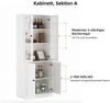 VOWNER Bücherregal 5-stöckiges Bücherregal mit Glastüren, 180 cm Vitrinenschrank, 3-tlg, multifunktionaler Küchenschrank Hochschrank & Buffetschrank Bild 4