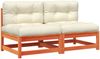 vidaXL Gartensofas ohne Armlehnen mit Kissen 2 Stk. Wachsbraun Holz 838090 Bild 2
