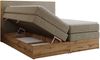 Boxspringbett, Set mit zwei Multipocket-Matratze und Topper, hohe Kopfteil, Eiche Wotan Holzrahmen - WOOD CLASSIC KING - 180 x 200 cm - Dunkelbeige Struktur - H4 Bild 5