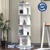 oyajia Bücherregal Drehbare Bücherregal, 4 Etagen Stehregale Lagerregal mit Fächern, Bücherregal, offenes Aufbewahrungsregal, 40 x 40 x 128 cm, drehbar, 4 Ebenen 16 Fächer Bild 2