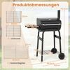 Holzkohlegrill mit Klappbarem Seitentisch & Thermostat Grillwagen Outdoor BBQ Grill Bild 2