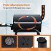 Holzkohlegrill mit Klappbarem Seitentisch & Thermostat Grillwagen Outdoor BBQ Grill Bild 3