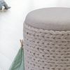 Sitzhocker Boho Stil Stauraum Wolle rund 40x40x45 cm abnehmbarer Deckel Creme Weiß Bild 5
