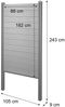 WPC-Sichtschutz Sarthe, Windschutz Zaun, WPC-Pfosten zum Einbetonieren ~ Basiselement schmal, 105cm anthrazit Bild 3