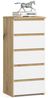 Home Collective Kommode 40 cm breit Holz Highboard Sideboard für Flur Schlafzimmer Wohnzimmer (Mehrzweckschrank Schrank schmal Kommode Schlafzimmer mit Schubladen), Kinderzimmer Organizer, 92 cm hoch mit 5 Schubladen Artisan Eiche weiß Bild 5
