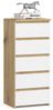 Home Collective Kommode 40 cm breit Holz Highboard Sideboard für Flur Schlafzimmer Wohnzimmer (Mehrzweckschrank Schrank schmal Kommode Schlafzimmer mit Schubladen), Kinderzimmer Organizer, 92 cm hoch mit 5 Schubladen Artisan Eiche weiß Bild 4