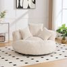 Sitzsack-Sessel 108x108x52 cm aus Cord in Beige – ergonomischer Loungesessel mit hoher Rückenlehne Bild 5