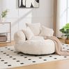 Sitzsack-Sessel 108x108x52 cm aus Cord in Beige – ergonomischer Loungesessel mit hoher Rückenlehne Bild 3