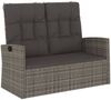 vidaXL Gartenbank mit Liegefunktion & Kissen Grau 118 cm Poly Rattan 362186 Bild 2
