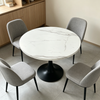 Runder Esstisch H 75 x T 80 x B 80 cm, MDF in weißer Marmor-Optik mit schwarzem Metallgestell, für 2–4 Personen Bild 4