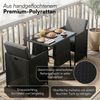 STEELSØN 'Xenara' Polyrattan 3-tlg. Gartenmöbel Set, Sitzgruppe aus 2 Stühlen und Tisch mit Glasplatte, zusammenklappbar, schwarz/anthrazit, wetterfest Bild 4