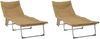 vidaXL Klappbare Sonnenliege mit Kissen 2 pcs Beige 42032386 Bild 2