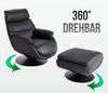 Relaxsessel mit Hocker HWC-K99, Fernsehsessel Sessel, Wippfunktion drehbar, Metall Echtleder/Kunstleder ~ braun Bild 2