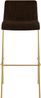 CLP 2er Set Barhocker Hover stapelbar Stoffbezug Vierfußgestell Goldoptik bis 150 kg,braun Bild 4