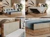 Boxspringbett mit dekorativem Kopfteil und zwei Bettkästen, Eiche Holzrahmen - ALBERO 4 - 120x200 cm - Beige Velours - H4 Bild 2