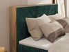 Boxspringbett, Set mit zwei Multipocket-Matratze und Topper, hohe Kopfteil, Eiche Wotan Holzrahmen - WOOD CLASSIC KING - 160 x 200 cm - Dunkelgrün Cord - H4 Bild 3
