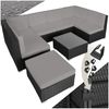 tectake Loungeset Rattan Sitzgruppe mit Sicherheitsglasplatte, für 6 bis 7 Personen, (Gartenlounge-set Venedig, 8-tlg, geeignet für Outdoor in Schwarz/Grau), widerstandsfähig und UV-beständig, Dicke der Polster 7 cm Bild 4