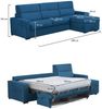 Dmora Schlafsofa mit Halbinsel Celleno, Wandelbares Ecksofa für das Wohnzimmer, gepolstert, abnehmbar, 100 % Made in Italy-Qualität, 280x160 h100 cm, Blau Bild 3