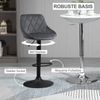 Barhocker, höhenverstellbar und 360° drehbar, Samtoptik mit Rautensteppung, Stahlfuß, Dunkelgrau,48x46x104 cm, 2er-Set Bild 4