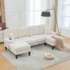 U-Form Sofa, Cord mit 2 Chaise-Longues & USB-Anschluss, 250x130x88 cm, Beige Bild 2