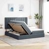vidaXL Bett mit LED-Lichtleisten Dunkelgrau 200 x 200 cm Samt 3372912 Bild 4