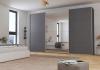 rauch Kleiderschrank, Schwebetürenschrank KULMBACH, 3-türig, 1 Spiegeltüre, inkl. Türdämpfer und weiterem Zubehör, Grau metallic, 360 x 231 x 63 cm