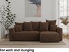 MEBLINI Schlafcouch mit Bettkasten - 238 x 142 x 73 cm - Dunkelbraun Cordstoff - SOLARIS - Kleines Ecksofa mit Schlaffunktion - Sofa mit Relaxfunktion und Kissen - Kleine Couch L-Form - Eckcouch Bild 3