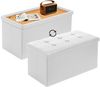 Todeco Sitzbank mit Stauraum Sitztruhe, Aufbewahrungstruhe mit 2 in 1 Deckel, Fußhocker faltbar aus Kunstleder, Sitzhocker 80 Liter für Wohnzimmer Essenzimmer Schlafzimmer, Weiß Bild 2