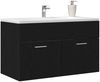vidaXL Waschbeckenunterschrank Schwarz Eichen-Optik 38,5 x 100 x 46 cm 862529 Bild 3