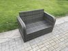 Fimous Gartenmöbel-Sets 8-Sitzer Polyrattan Möbel Sofa Sets mit Rechteckiger Couchtisch Love Sofa 2 kleine Fußhockern Dunkelgrau Gemischt Bild 5