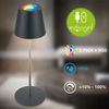 BRILONER - 3 in 1 RGBW LED Tischlampe kabellos IP44 mit Touch, stufenlos dimmbar, Akku & Lichtquelle tauschbar, Nachttischlampe, LED Lampe, Weinlampe, Flaschenlampe Aufsatz, 36x10,5 cm, Anthrazit Bild 2