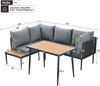 Merax Garten-Essgruppe, Gartenmöbel Set, Ecksofa + Esstisch, Tischplatte Kunststoff Holz, grau Bild 4