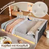 Schlafsofa mit LED-Beleuchtung, Lattenrost und Mehrfachsteckdose, 140x200 cm, Doppelbett, Polsterbett, Leinen Bild 5