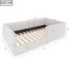 Merax Kinderbett 90 x 200cm Jugendbett, mit Sicherheitsgeländer, samt Beige Bild 4