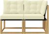 vidaXL Outdoor Mittel- und Ecksofa mit Kissen 2 Stück Weiß 901617 Bild 5