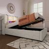 Bett 90x200 cm aus Leinen mit Bettkasten, Leselicht und Ladefunktion Bild 2