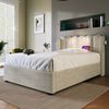 Bett 90x200 cm aus Leinen mit Bettkasten, Leselicht und Ladefunktion Bild 5