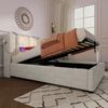 Bett 90x200 cm aus Leinen mit Bettkasten, Leselicht und Ladefunktion Bild 2