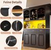 Buffet-Anrichte hoher Schrank mit 3 Türen, LED-Beleuchtung & Kippschutz in Schwarz, 120x40x180 cm Bild 5