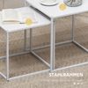 Couchtisch Set 2-teilig quadratisch Stahlrahmen Beistelltische Wohnzimmer Tische Nesting,Weiß Bild 5