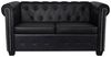 LuxusKollektion Chesterfield-Sofa Sofa Chesterfield Echtleder Bürosofa Couch 2-Sitzer Schwarz Bild 3